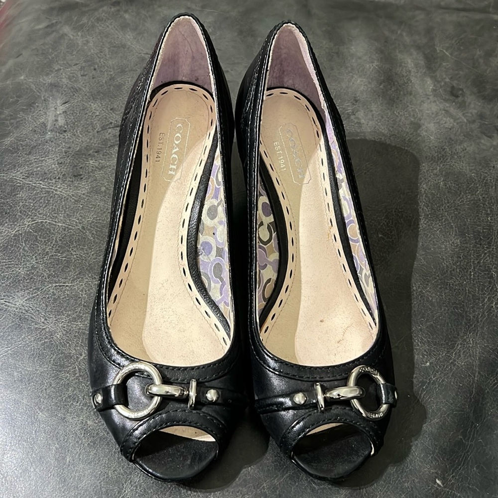 Coach black wedges 2 inches, 5.5